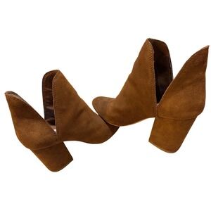 Steve Madden‎ Rookie Cut Out Ankle Booties Brown Suede Block Heel Women's 7.5